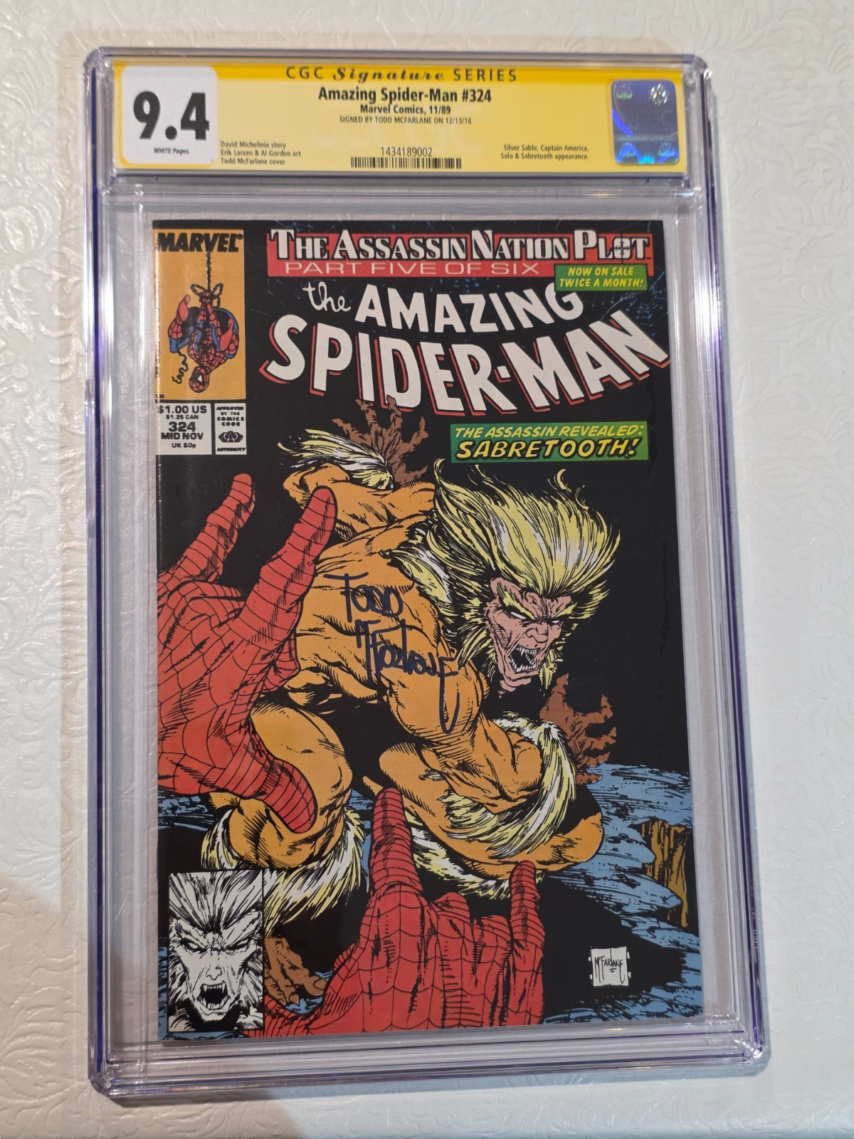 Amazing Spider-Man #324 CGC 9.4 Todd McFarlane FIRMA COMPLETA FIRMATA 1989 Marvel