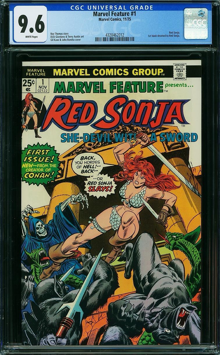 Marvel Feature #1 CGC 9.6 1975 White Pages  Red Sonya
