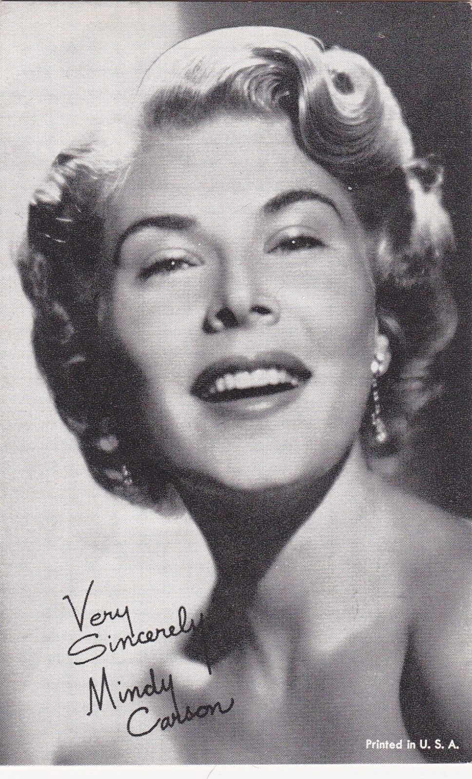 EXHIBIT CO. ARCADE VOCALISTS CARD ANNI 50 MINDY CARSON!! RARA, CARTA POPOLARE!!