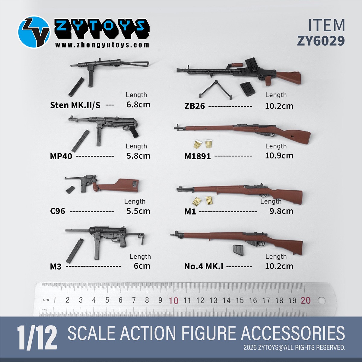 HIPLAY ZYTOYS Mauser C96 Broomhandle Model ZY6029 1/12 Military Accessory