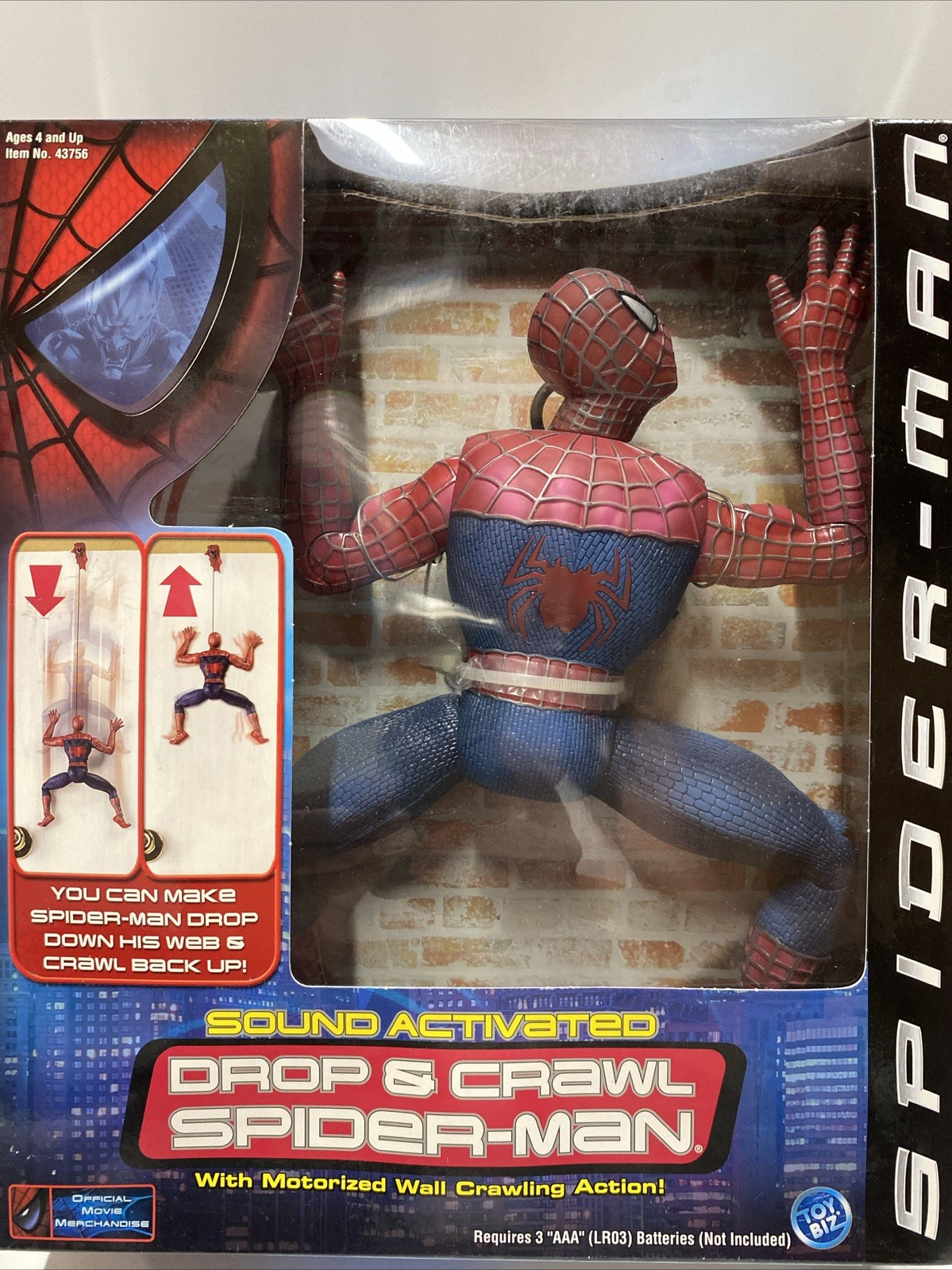 Drop & Crawl SPIDER-MAN SOUND ACTIVATED 2001 Sealed Box 2001 Toy Biz Marvel Read