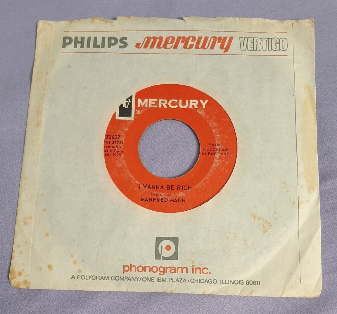 Manfred Mann 45 Just Like A Woman / I Wanna Be Rich Mercury 72607 vg