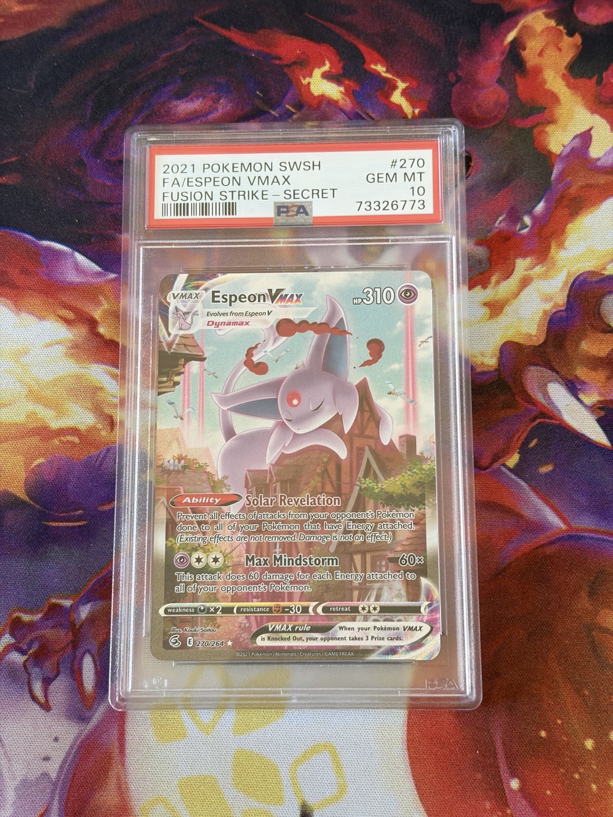 Pokemon Espeon VMAX 270/264 Fusion Strike Alt Art Secret Raro PSA 10