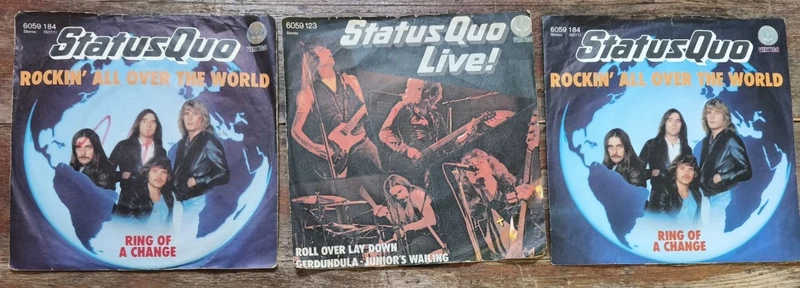 Konvolut Vinyl Status Quo Singles Roll Over Lay Down/Rockin' All Over The World