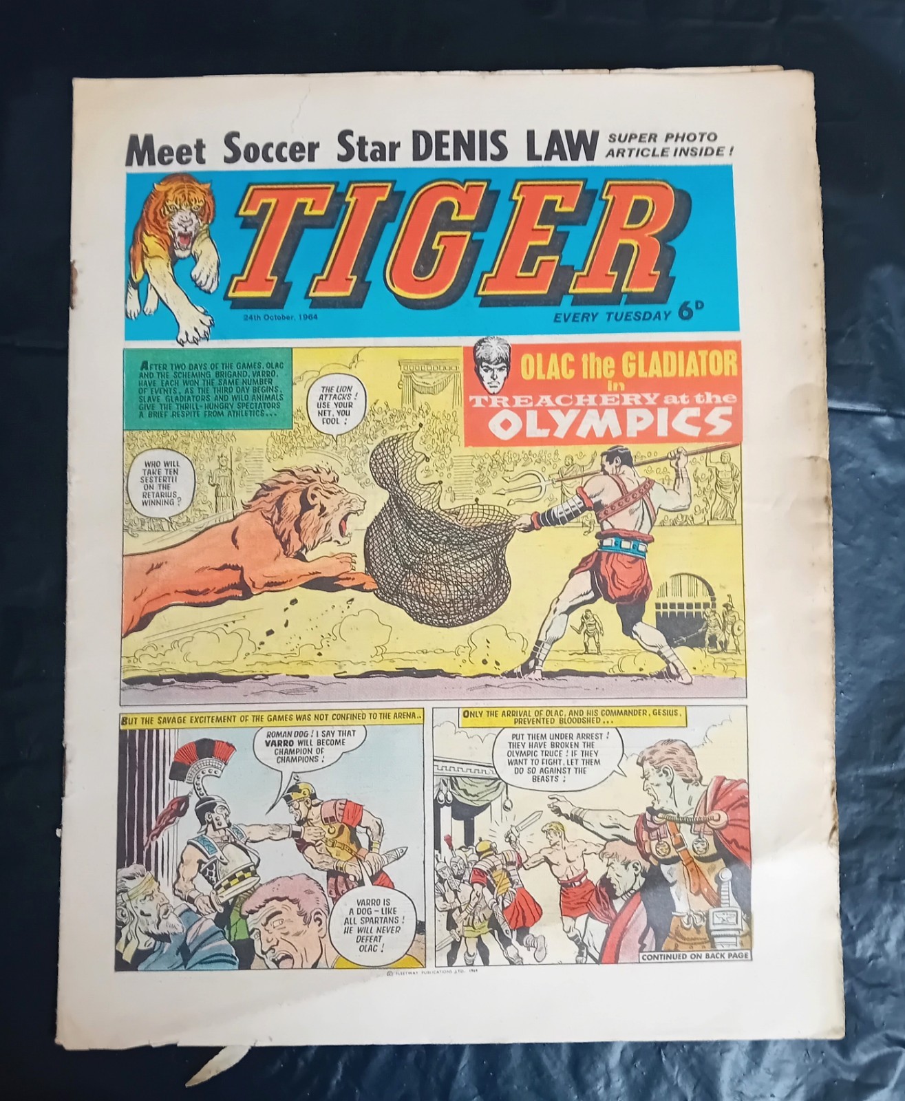 Tiger comic 24th October 1964. Roy of The Rovers/Olac the Gladiator. GOOD