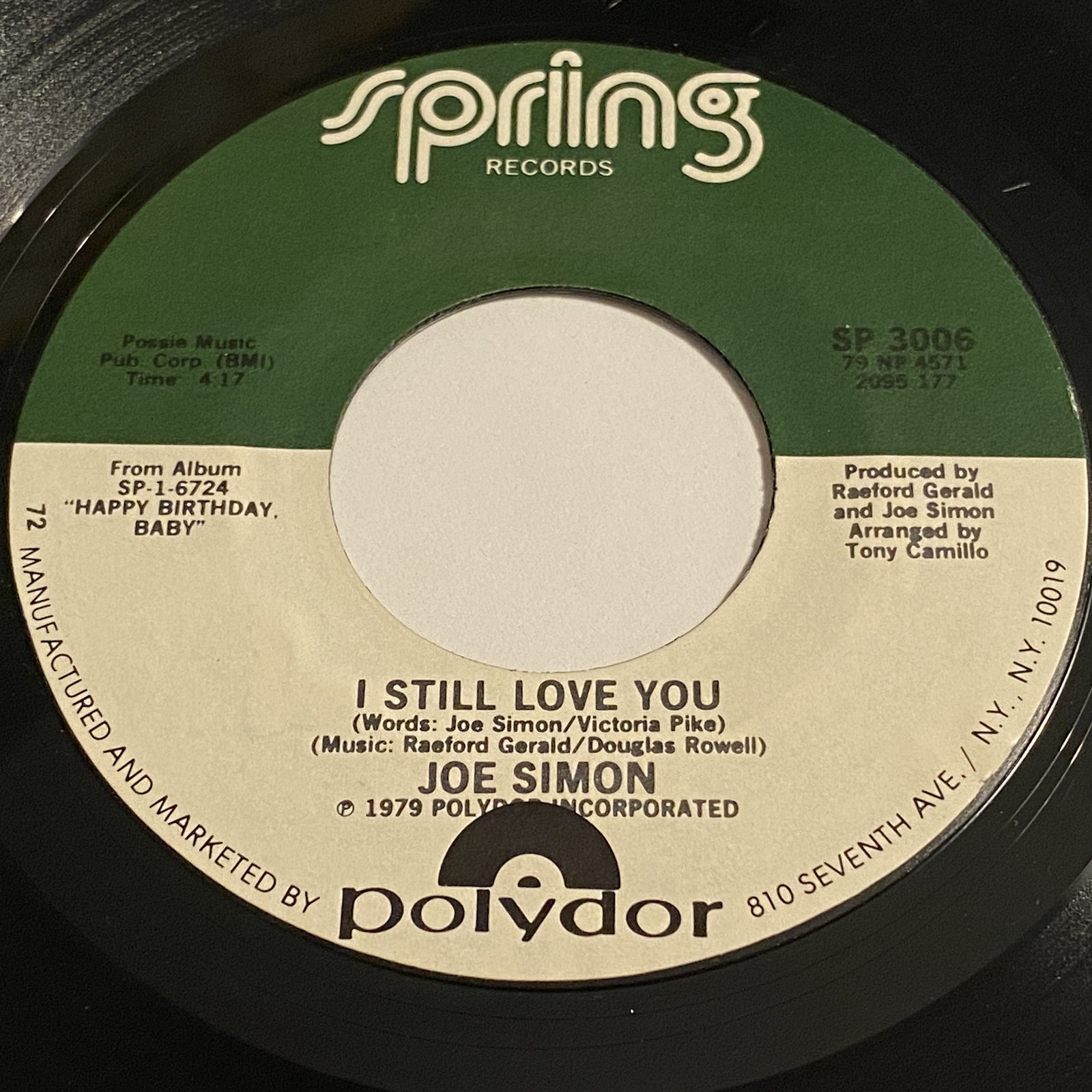 Joe Simon: I Still Love You / Hooked On Disco Music 45 - Spring - Disco