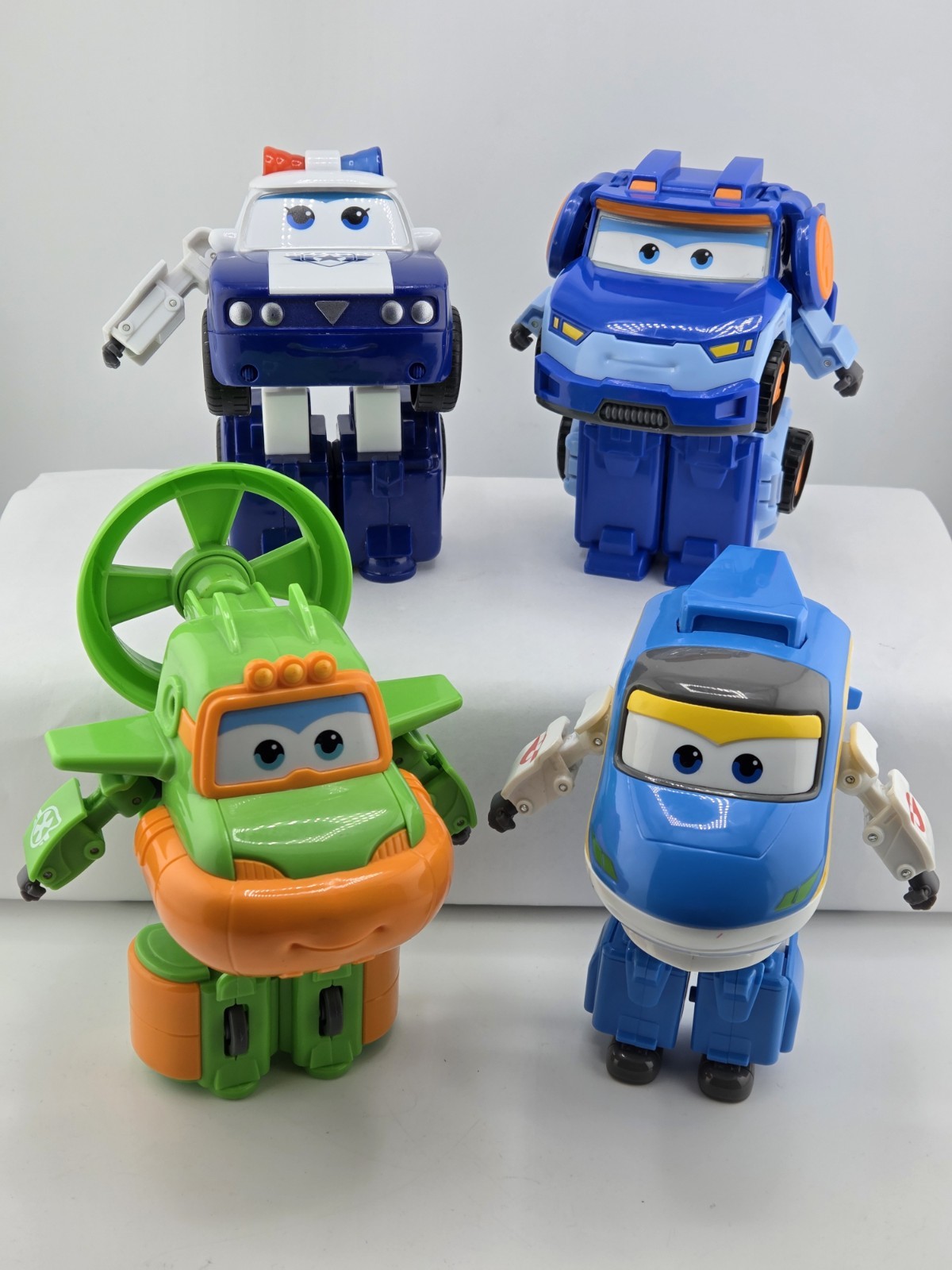 Pacchetto aereo Super Wings Transform-A-Bots x4 Kim Leo Swampy Tony 5" molto raro