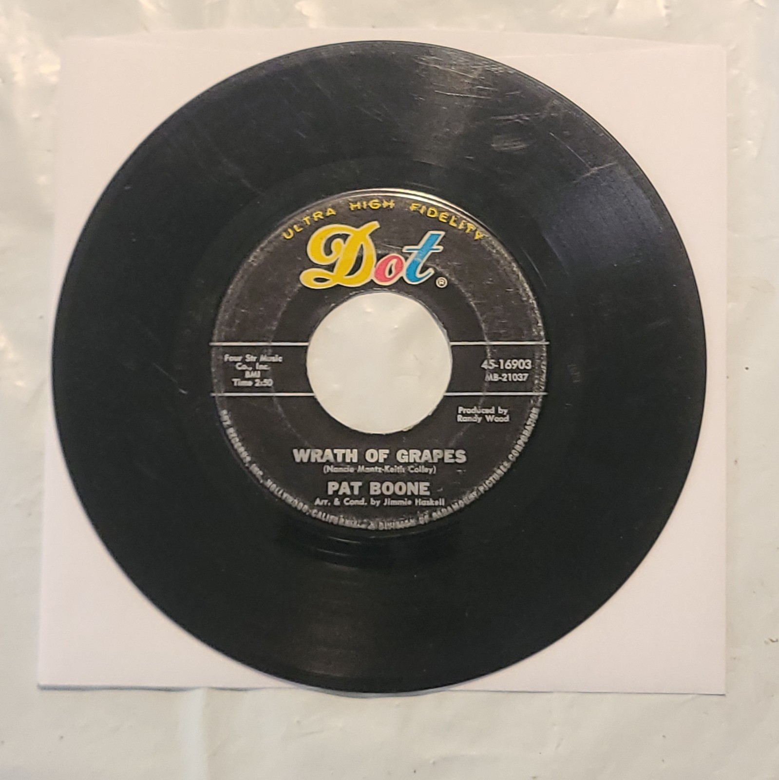Pat Boone - Wrath Of Grapes/ You Don't Need Me Anymore - Dot  45 RPM Record