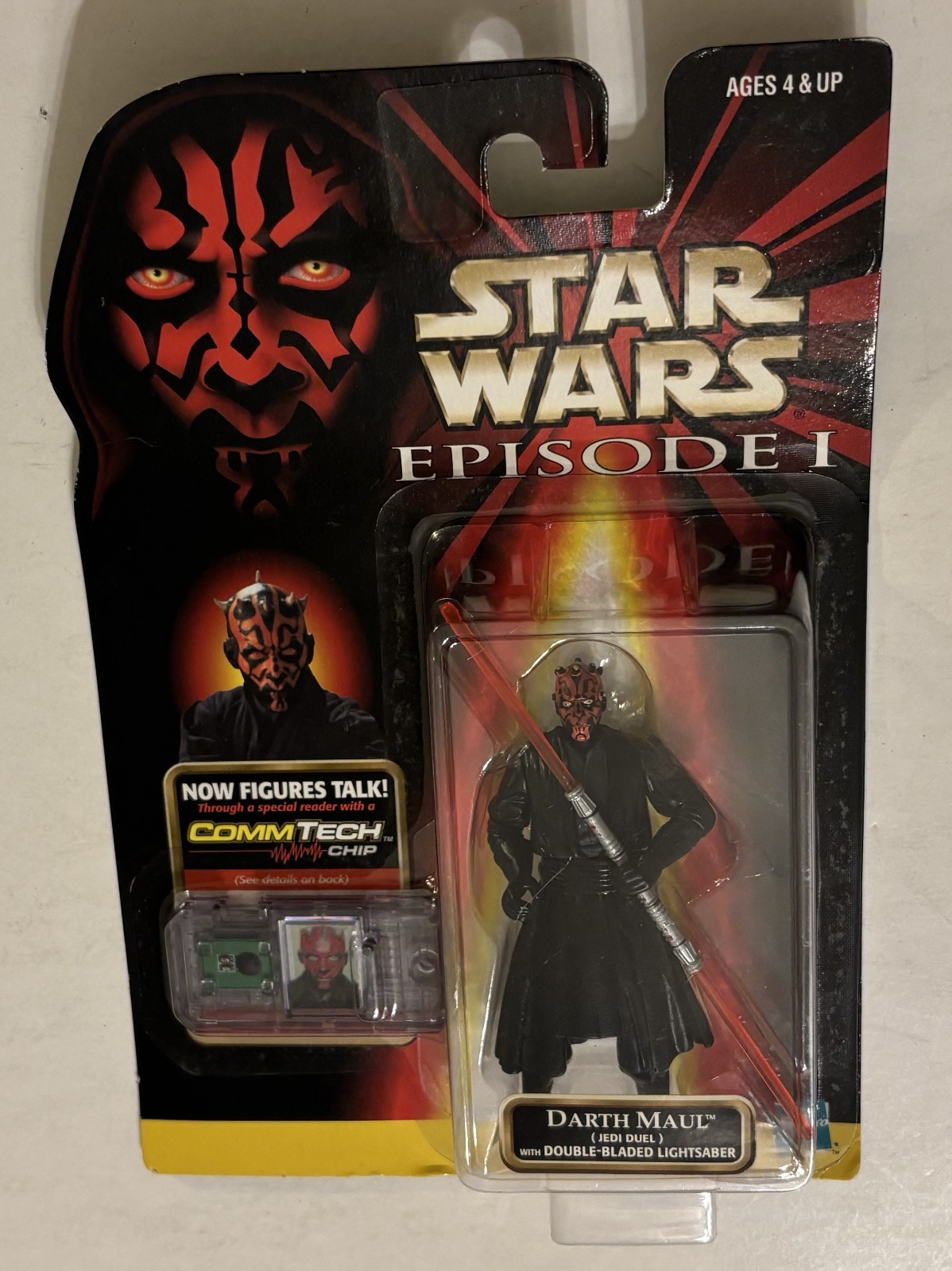 Star Wars Episodio 1 Modellino Darth Maul 1998 Hasbro con chip CommTech NUOVO