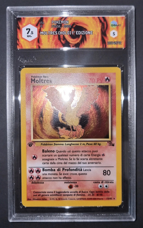 Moltres Fossil 1°edizione holo 12/62 Ita Graad 7,5