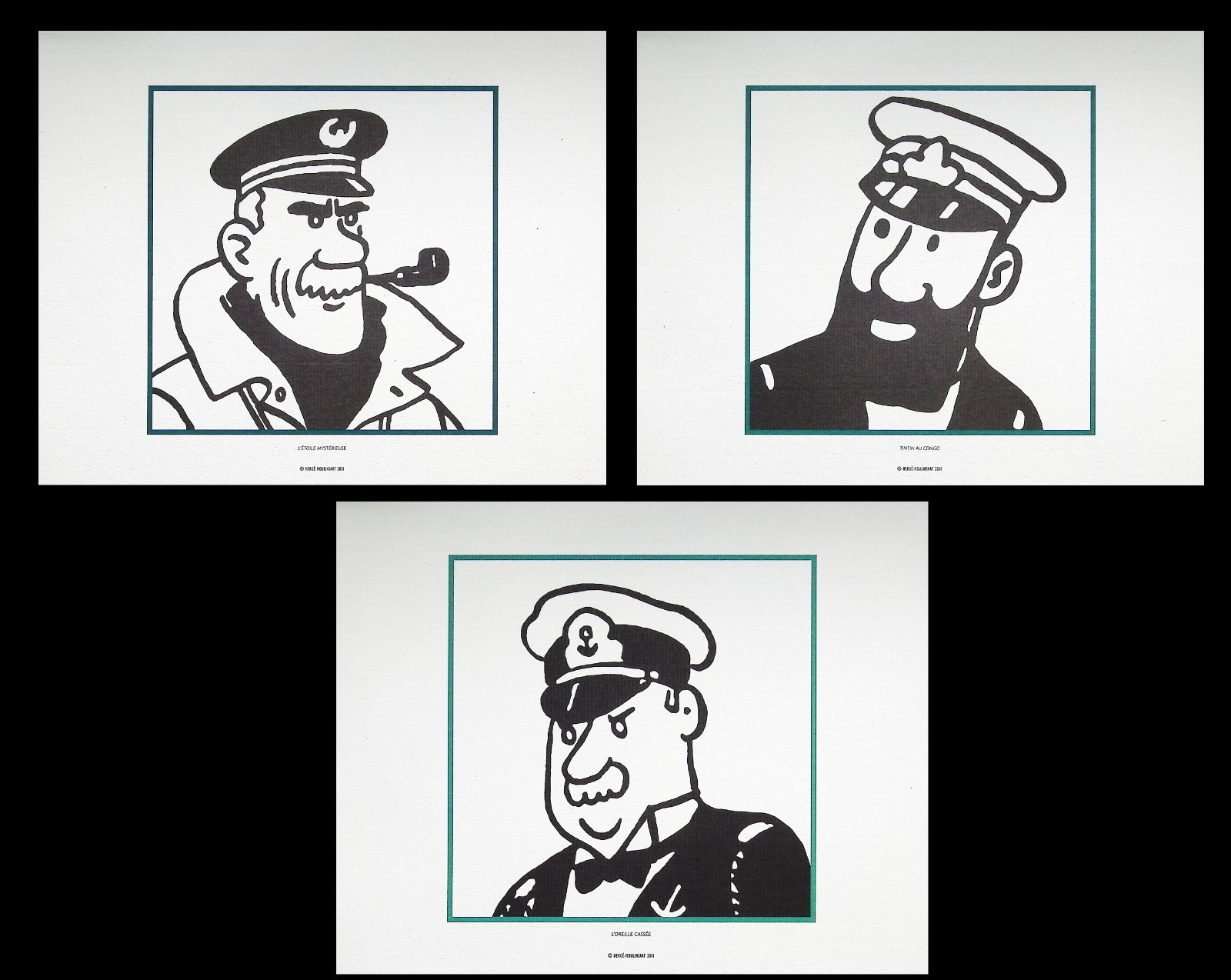 HERGÉ : TINTIN - Les capitaines , 3 LITHOGRAPHIES Ex Libris, 2011