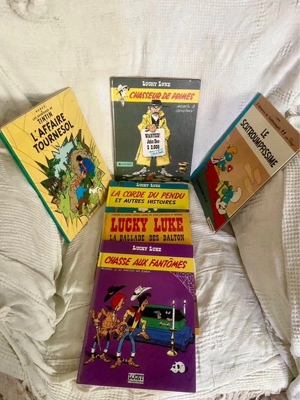 Lot 6 BD Classiques - Lucky Luke, Tintin, Les Schtroumpfs
