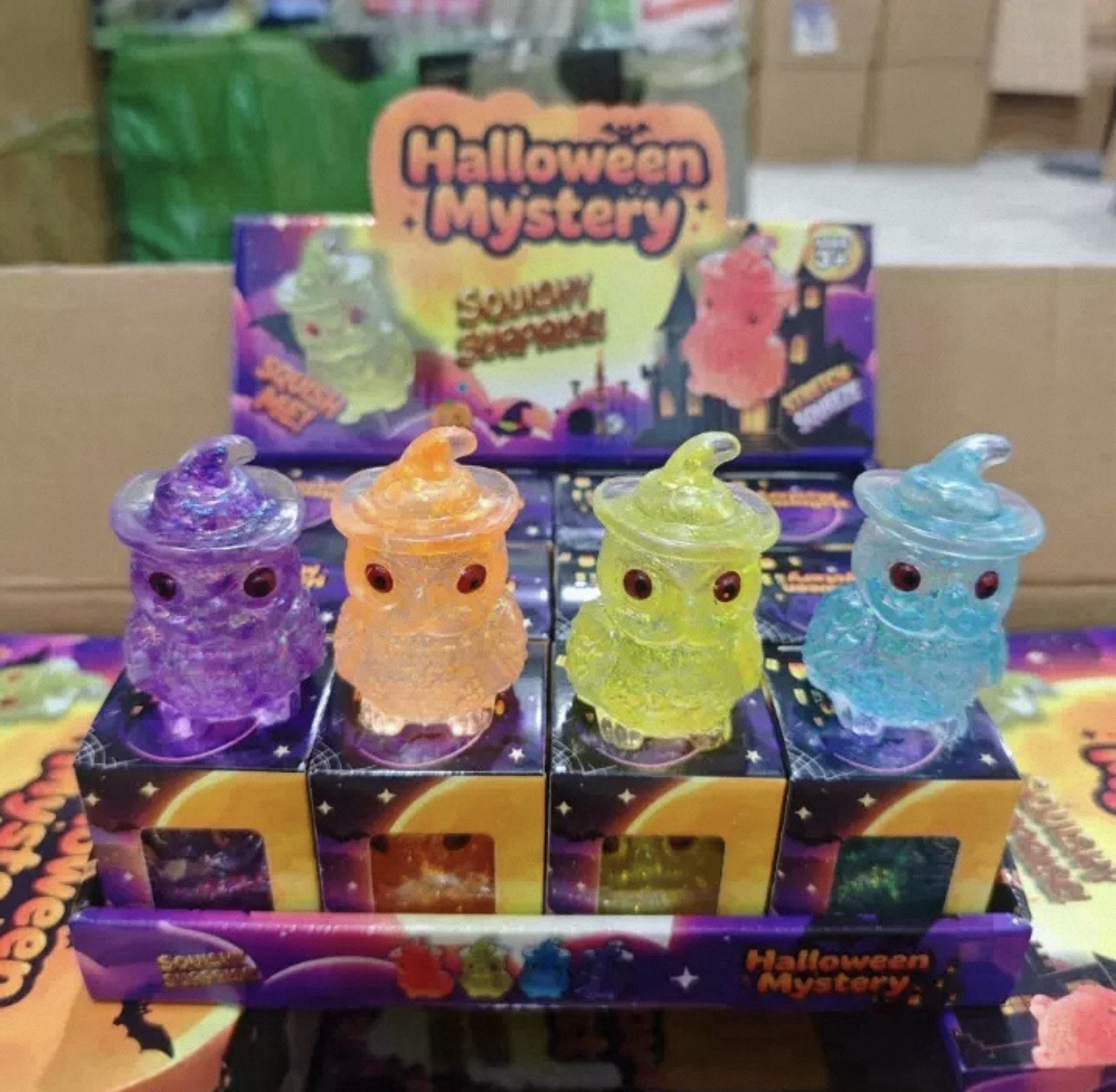 1Pz Colore Casuale Halloween Gufo Squishy Giocattolo Spremere Stress Sollievo Fidget Giocattolo