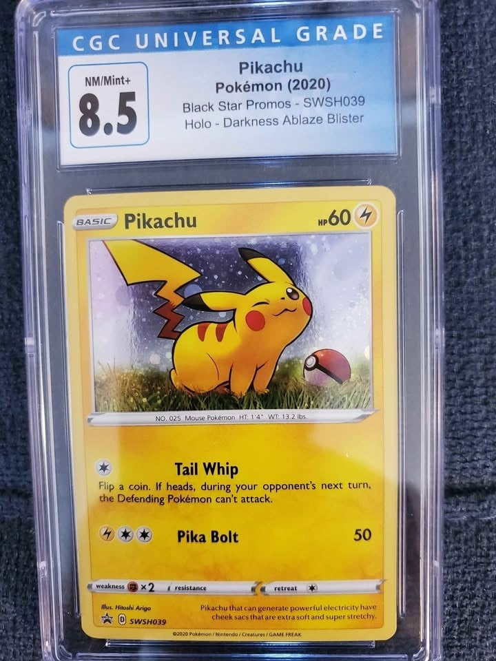 Pokemon Pikachu Blister Pack Holo Promo SWSH039 CGC 8.5 PSA