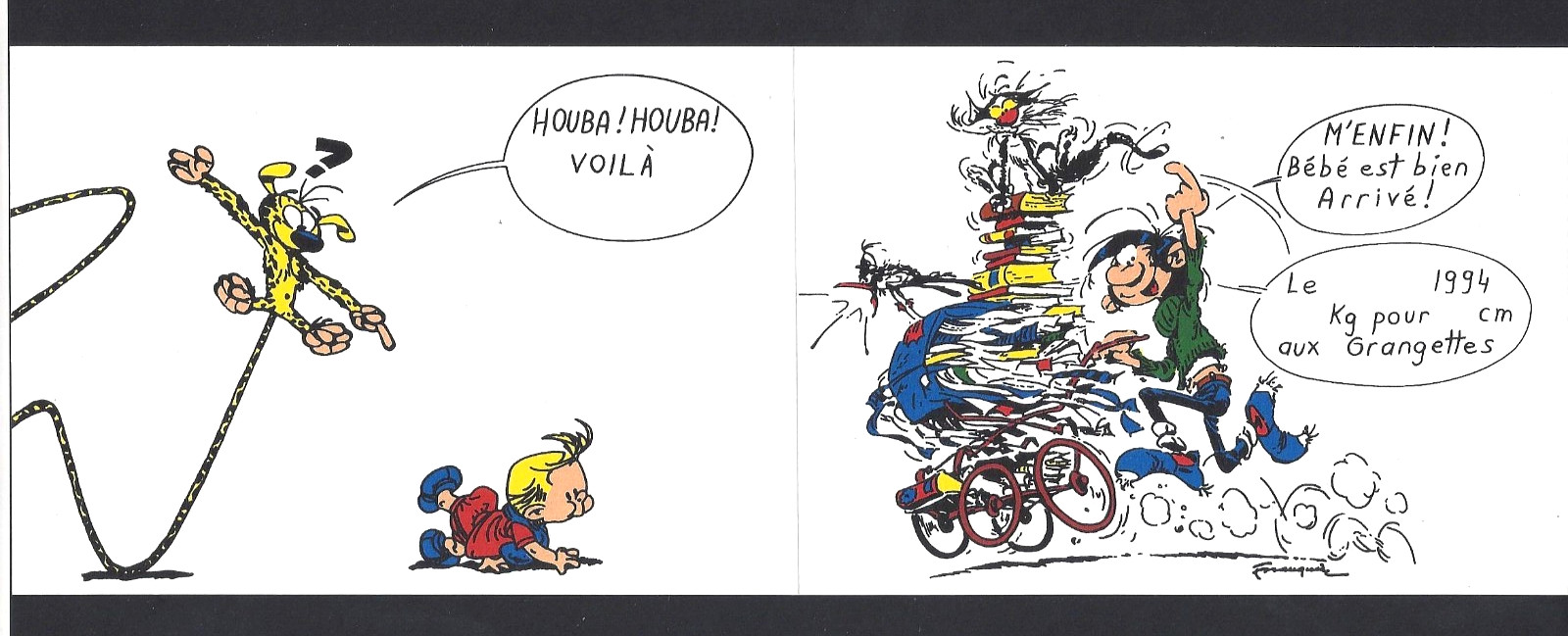 FRANQUIN - GASTON LAGAFFE : RARE CARTE DE NAISSANCE (ETAT NEUF)