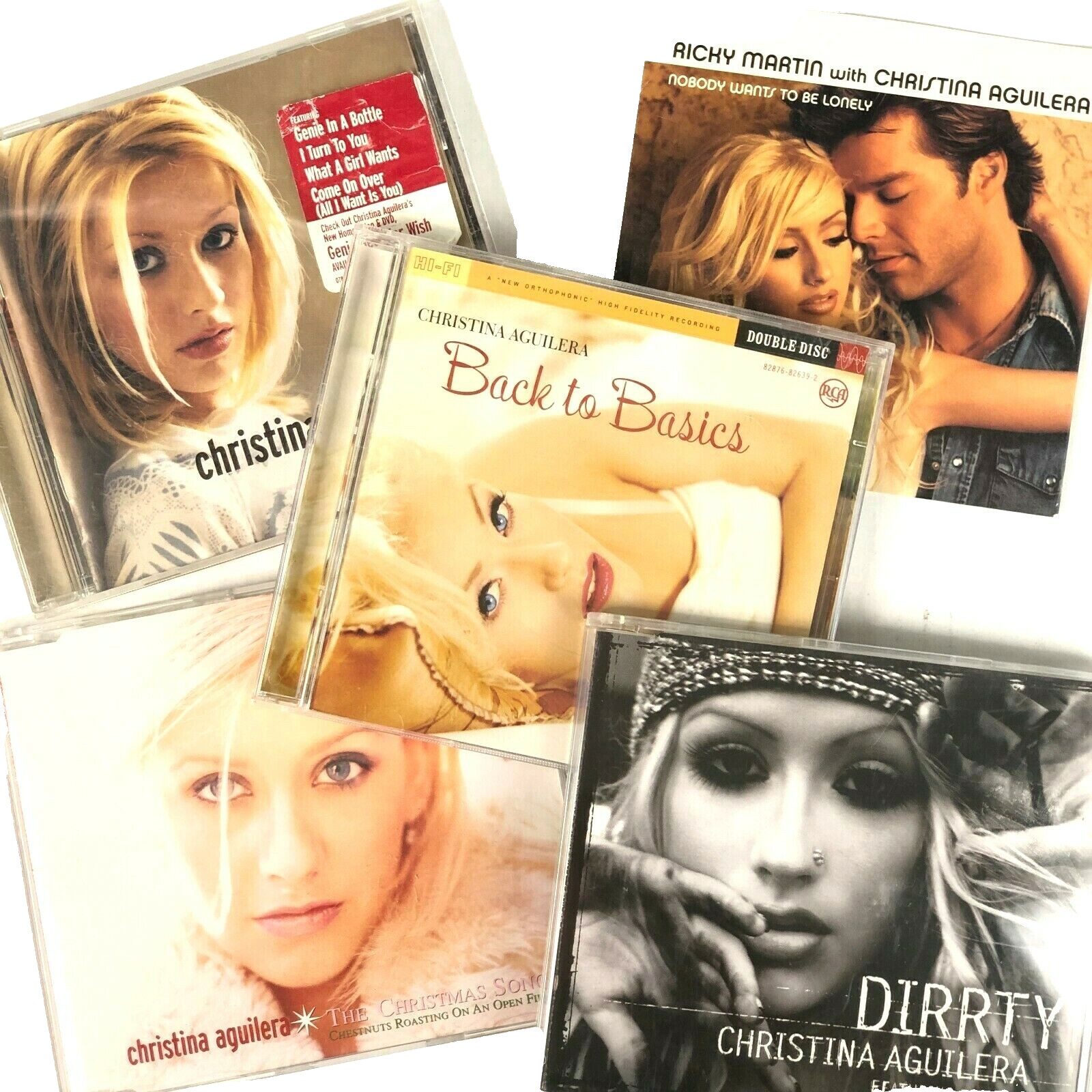 Christina Aguilera 5 CD Bundle Ricky Martin Back Basics Dirrty Christmas Song 