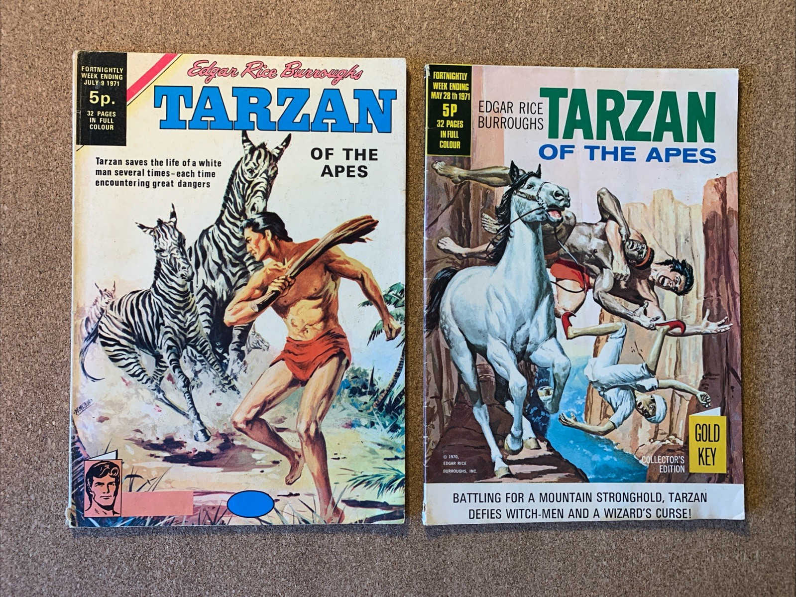 Tarzan Of The Apes UK  28th May & 9th July 1971 Reprints Gold Key US Editions