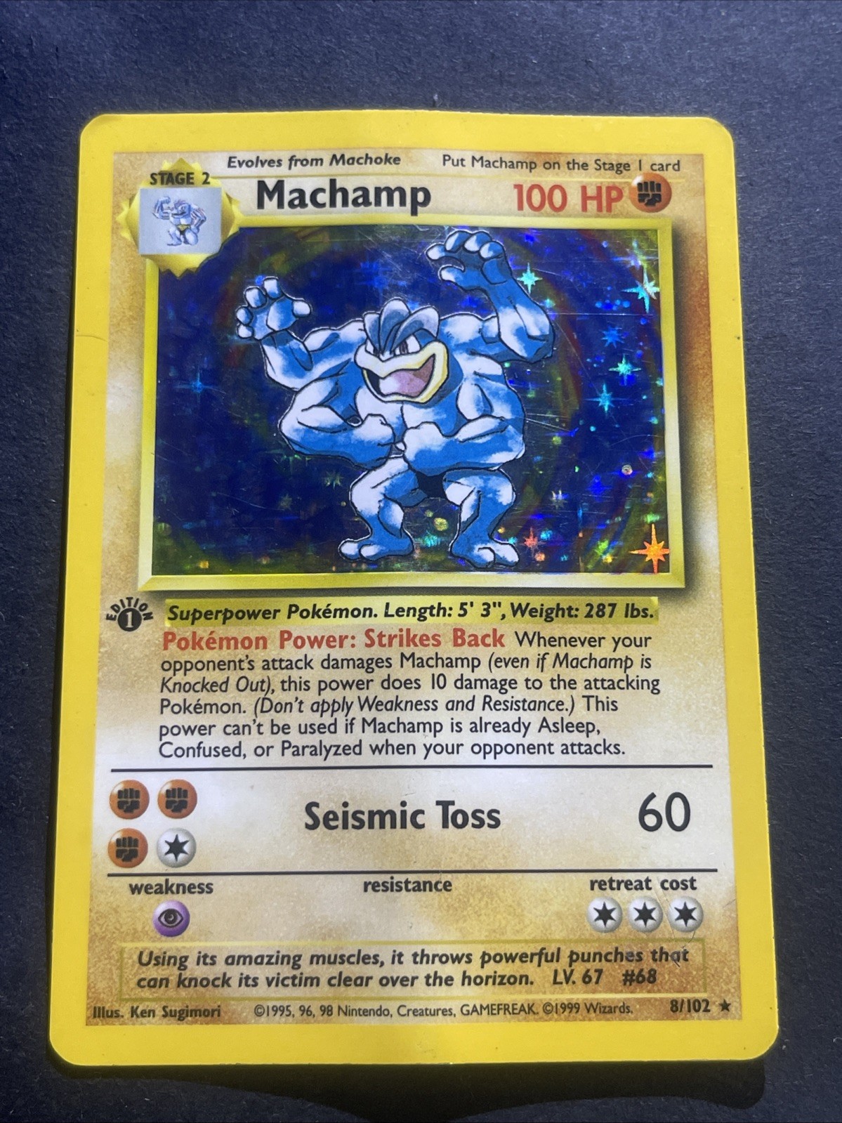 Machamp 8/102 Base Set 1st Edition Holo Rare Pokemon Card HP