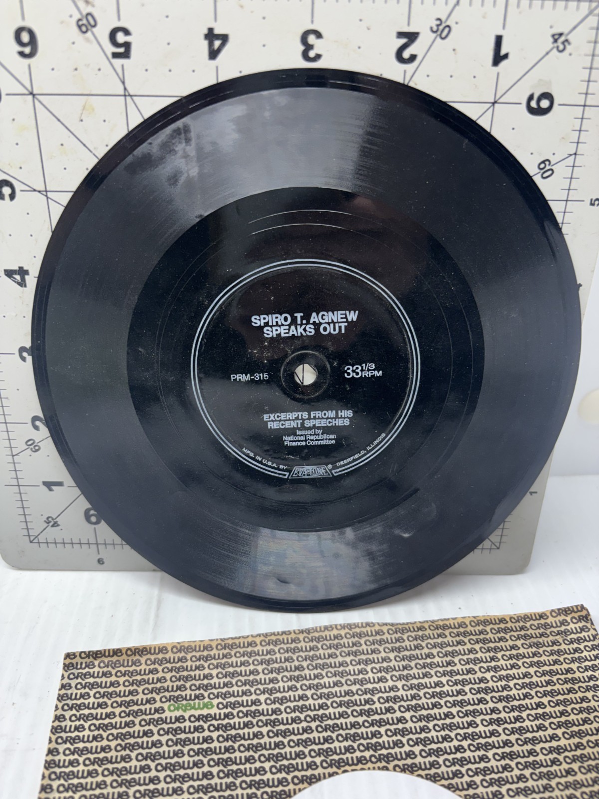 Spiro T Agnew Speaks Out PRM-315 33 RPM One-Sided Political Flexi Disc