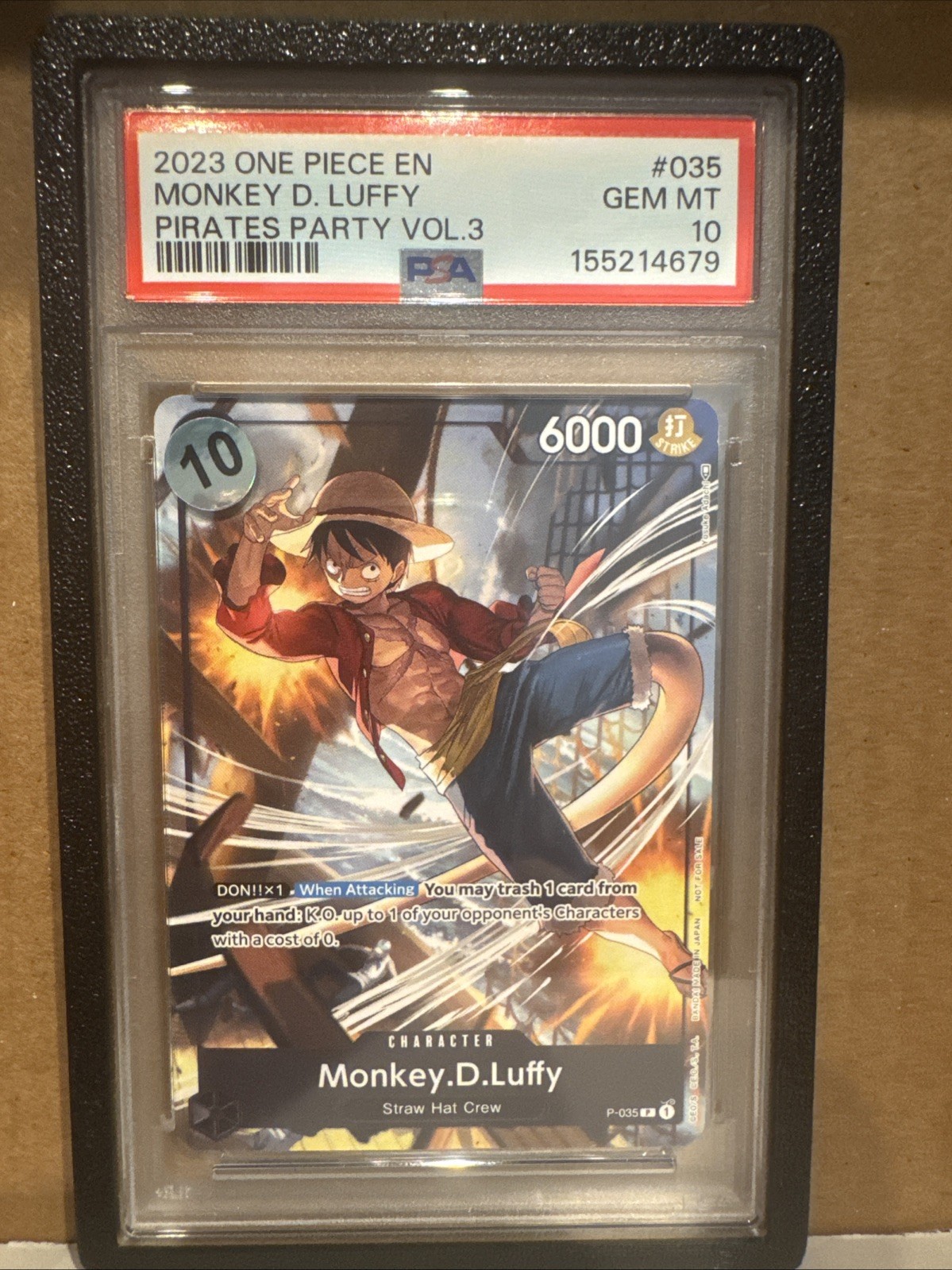 2023 pezzo unico festa dei pirati vol.3 #035 scimmia d. ruffy psa 10
