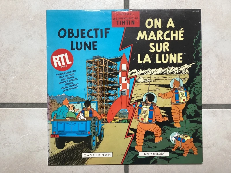 Vinyl Tintin Objectif lune et On a marché sur la lune.