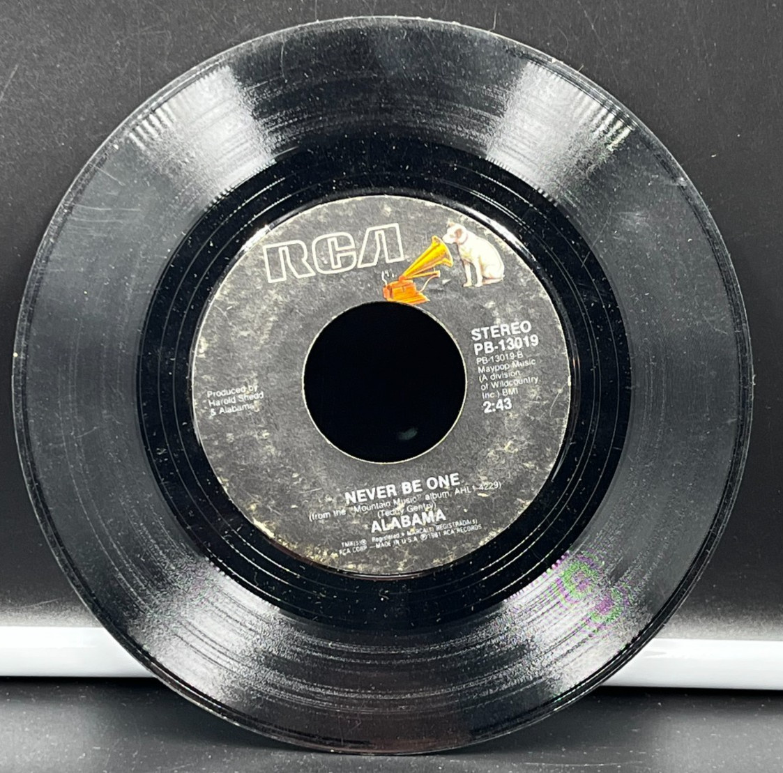 RCA Alabama Never Be One/Mountain Music 45 RPM Vinyl Record PB-13019
