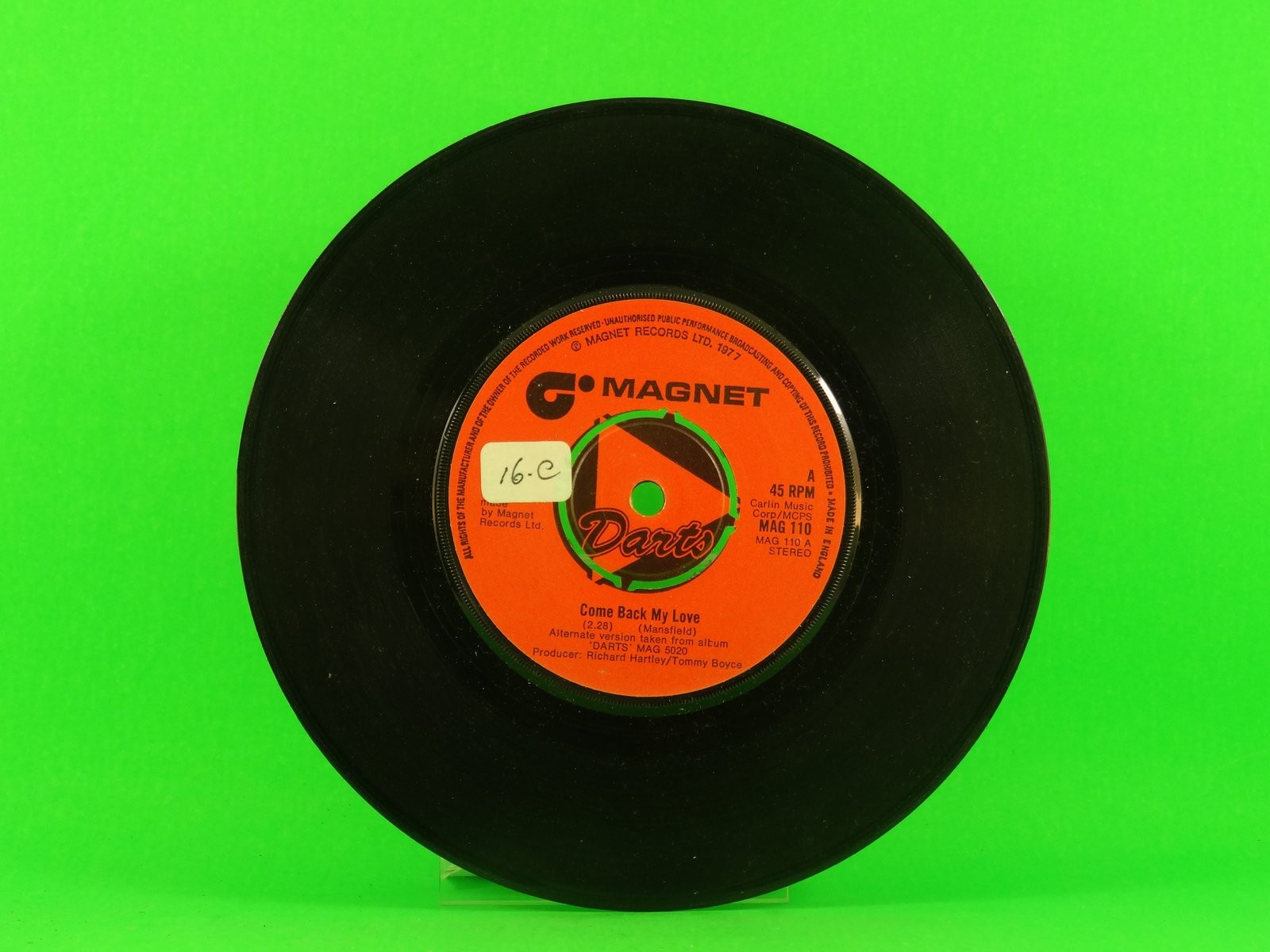 DARTS COME BACK MY LOVE. (3) (137) 7" MAGNET