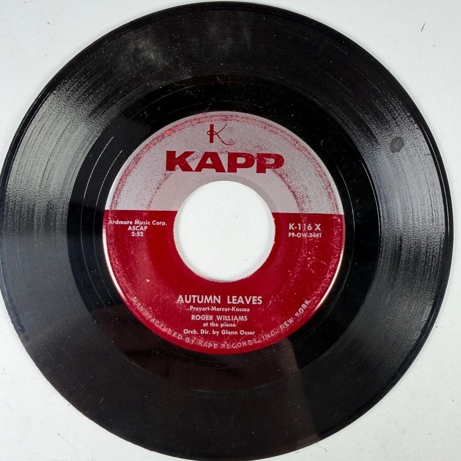 Roger Williams – Autumn Leaves / Take Care 7" Single 1959 Kapp Records 45 RPM