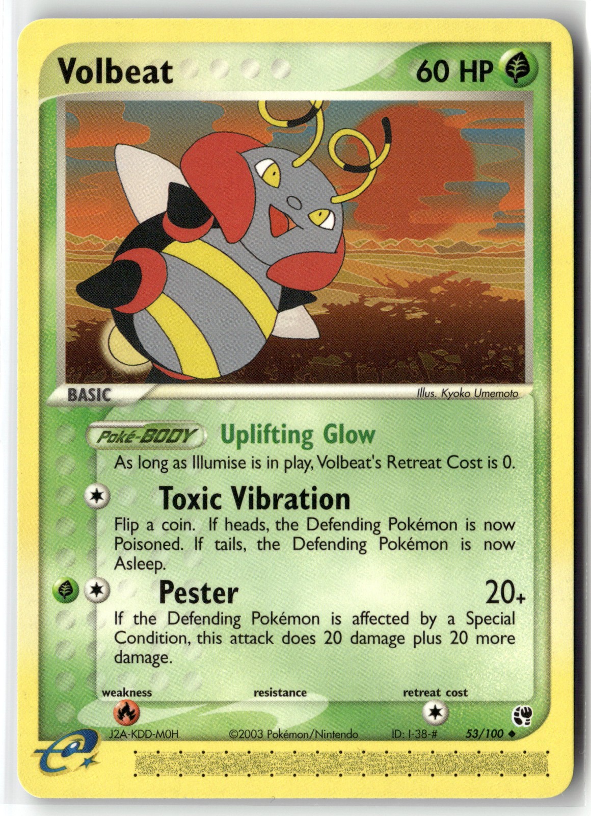 Pokemon Volbeat 53/100 Sandstorm Uncommon e-Card 2003 WOTC Vintage Card