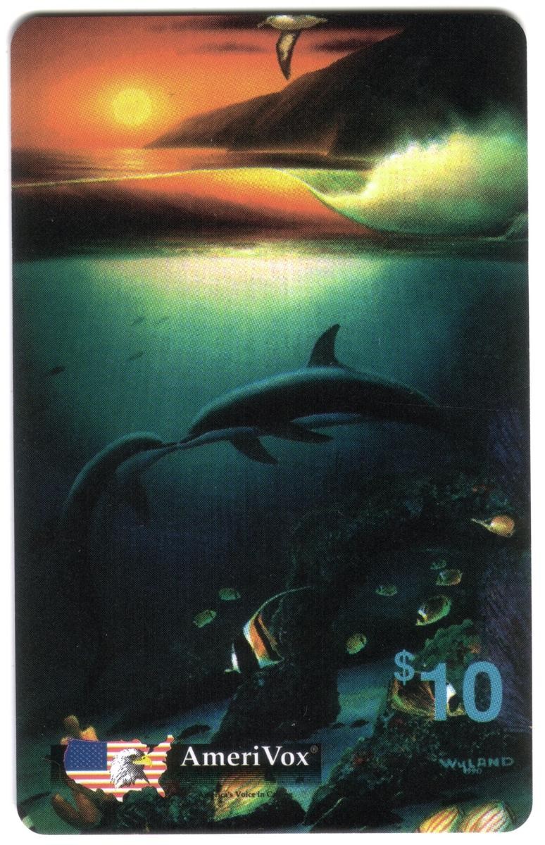 Carta Telefonica Wyland Whales Serie 'Delfini Che Si Baciano' $10
