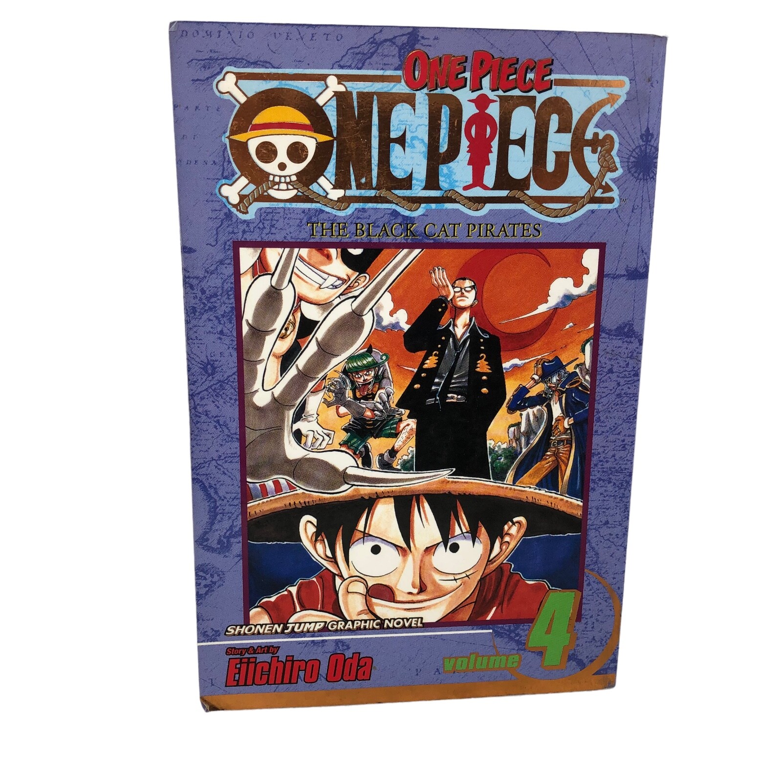One Piece Vol 4 Gold Foil Cover prima stampa manga inglese The Black Cat Pirates