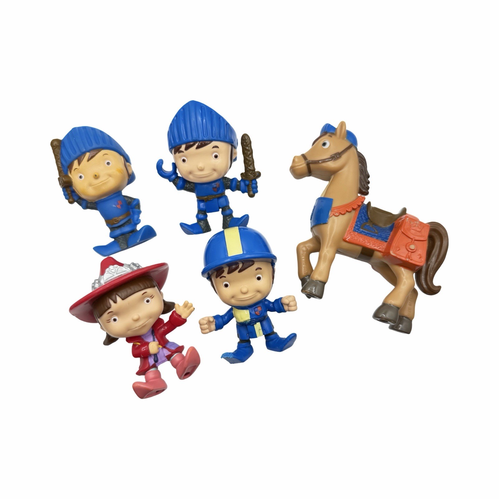 Lotto 5 Figurine Mattel Mike il Cavaliere 2012 Evie Galahad & Horse PVC Giocattoli