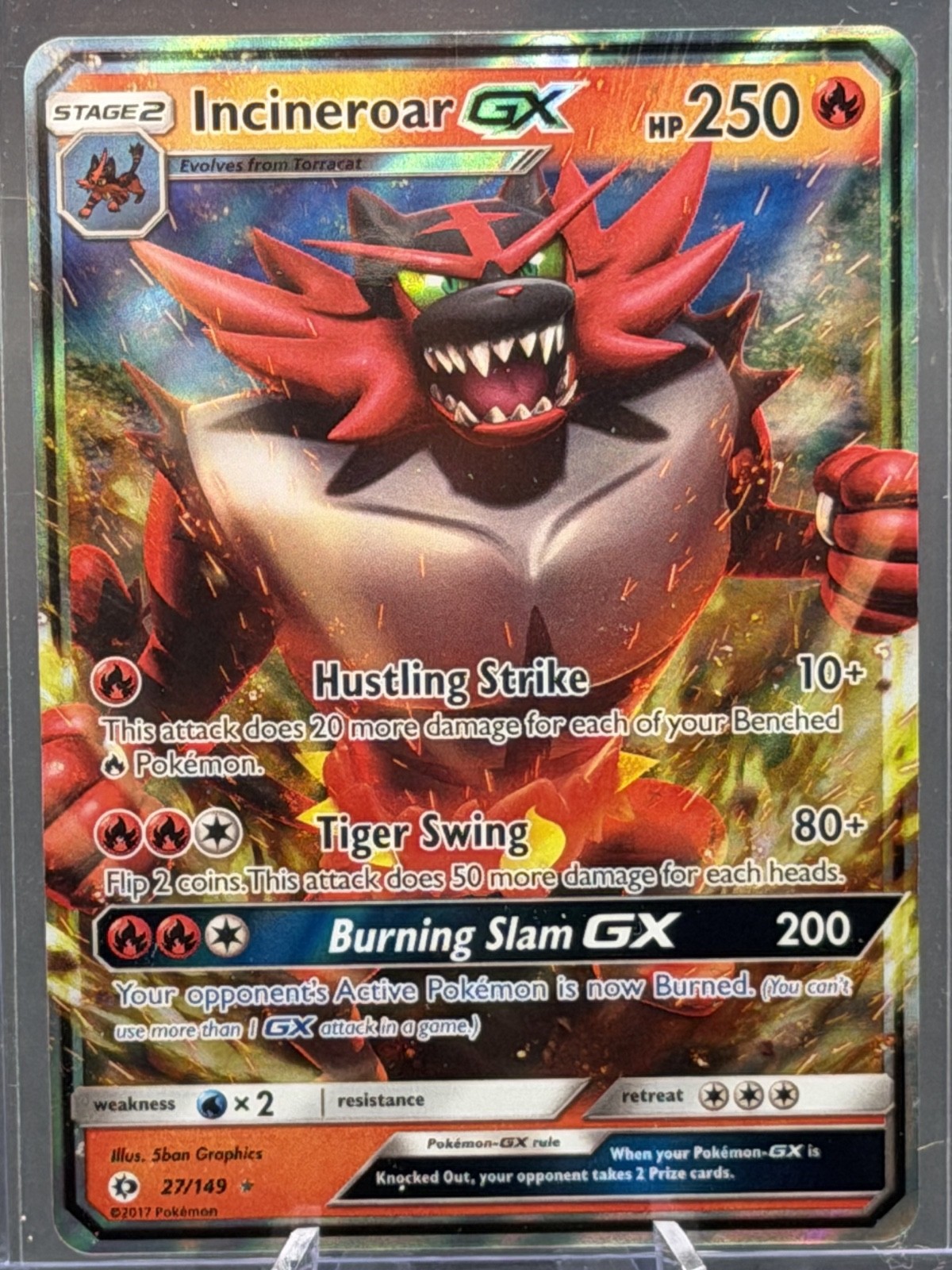 🔥2017 Pokemon Sun & Moon Incineroar GX 27/149 Rare Holo NM🔥