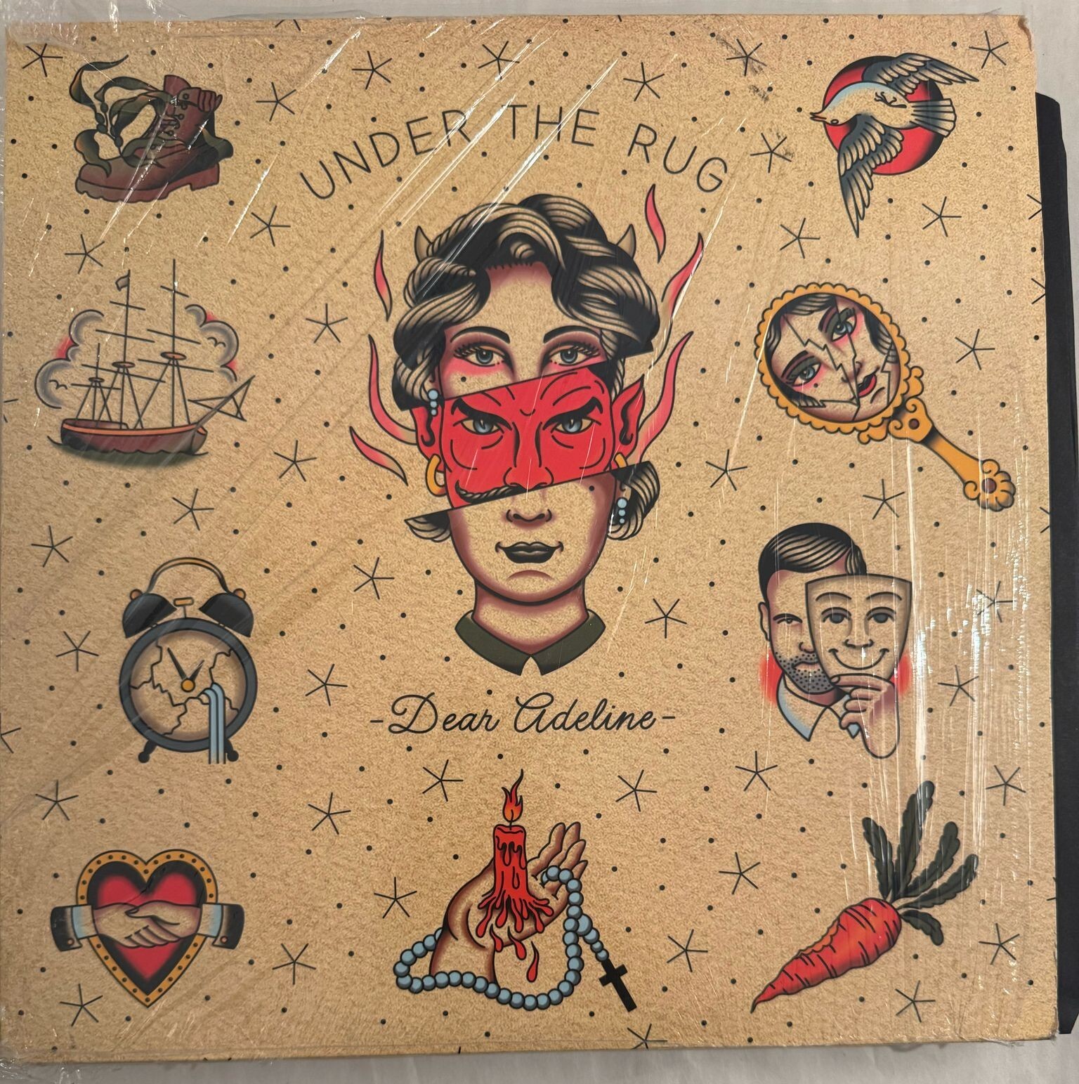 UNDER THE RUG – DEAR ADELINE - *SIGNED/AUTOGRAPHED*  VINYL LP RED - NM - A22