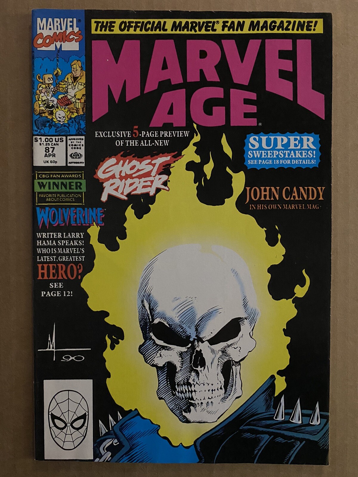 Marvel Age #87 1990 Comic Book  1st Appearance of the new Ghost Rider