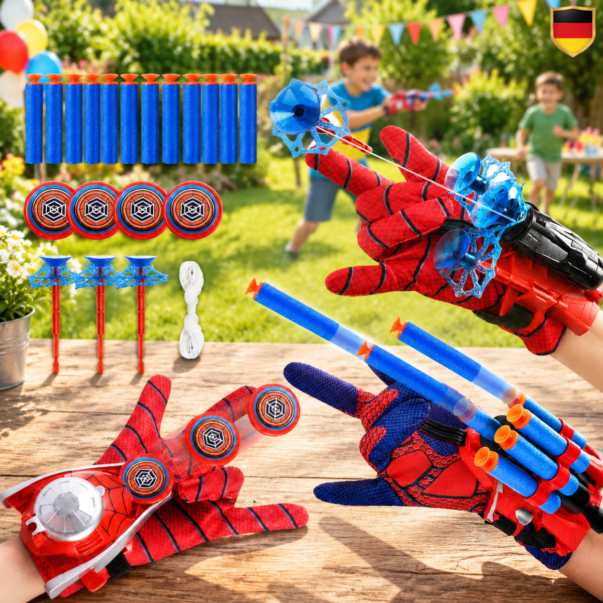 NUOVO Spiderman Web Shooter lancia rete ragnatela guanti bambini regalo
