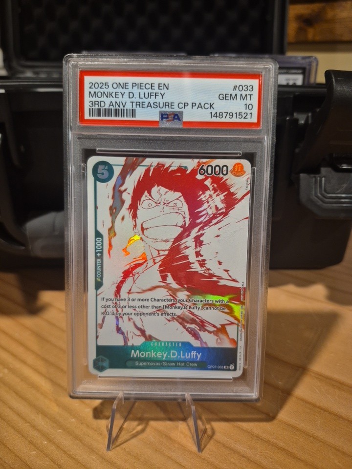 One Piece Monkey D. Rufy 3° anniversario! Confezione Campagna Tesoro 033 PSA 10