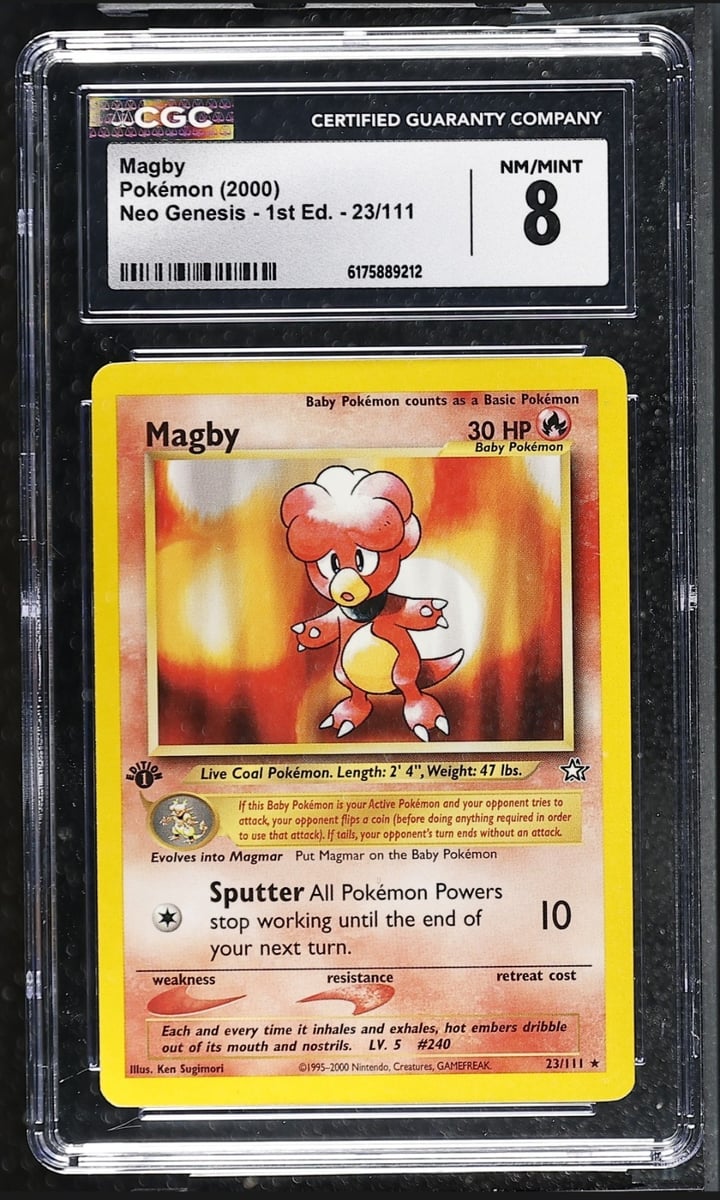 Vintage 2000 Magby #23/111 Neo Genesis 1° Edizione CGC NM/Mint 8 Pokémon