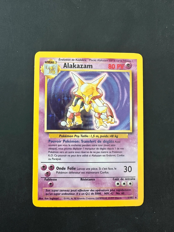 Carte Pokémon : Alakazam 1/102 Edition 2 Set de Base Wizards Française