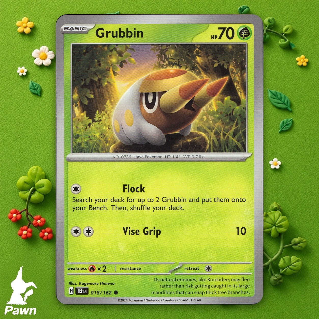 Grubbin 18/162 Temporal Forces Common Pokemon TCG Card Game Art Kagemaru Himeno