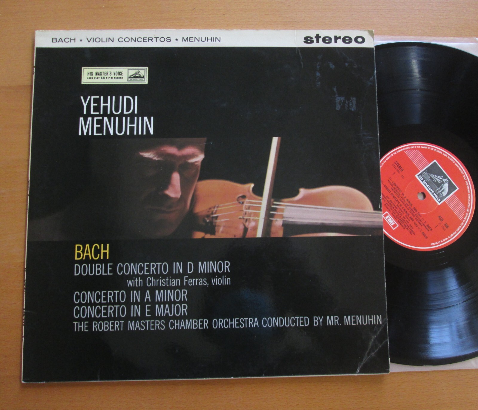 ASD 346 Yehudi Menuhin Bach Violin Concertos 1960 HMV Stereo NM/VG