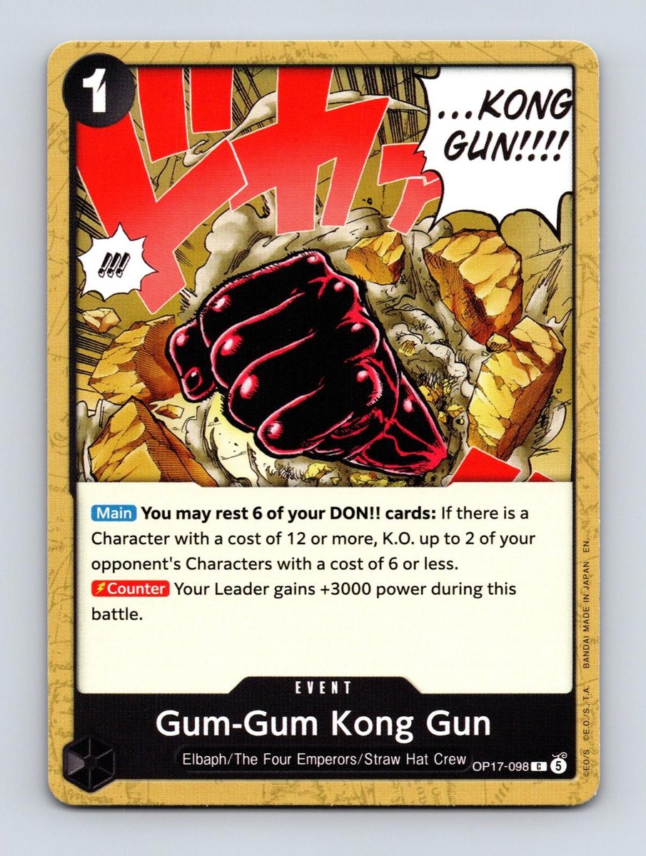 Pistola Gum-Gum Kong OP17-098 comune i guerrieri più forti del mondo pezzo unico quasi nuova