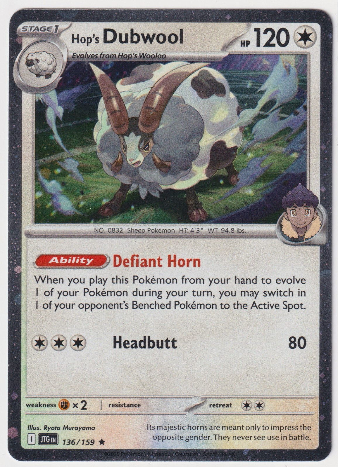 Hop’s Dubwool 136/159 Cosmos Holo Journey Together NM – Pokémon TCG