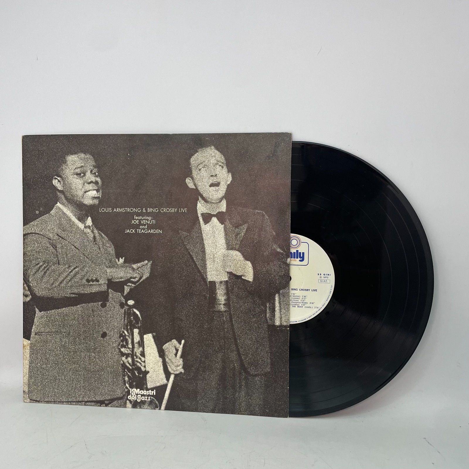 Louis Armstrong & Bing Crosby Live Vinyl LP Italy 1972 Import Press VG+/VG Jazz