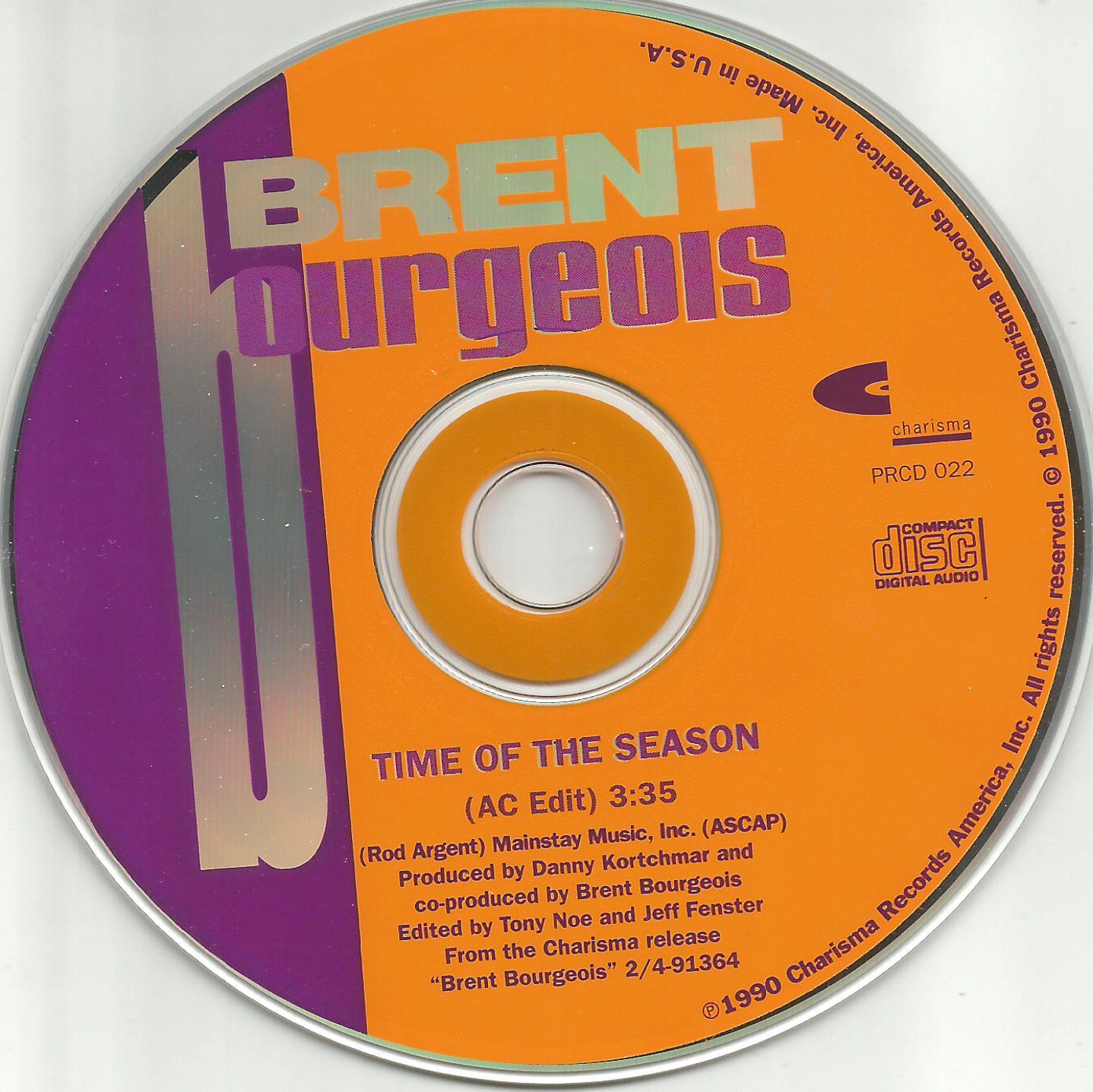BRENT BOURGEOIS Time of the Season  w/ RARE AC EDIT PROMO CD single THE ZOMBIES 