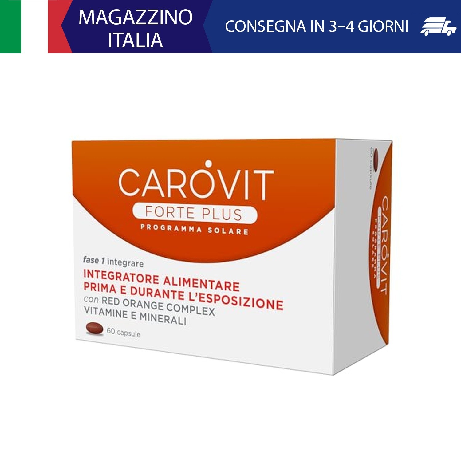 Carovit Forte Plus, Programma Solare, 60 Capsule, Integratore Abbronzatura per P