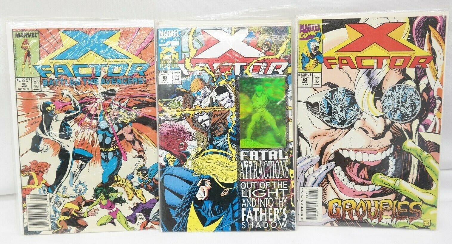 Marvel Comics X-Factor #32 #92 w/ Hologram Cover & #93 Lot of 3 Comics  EL