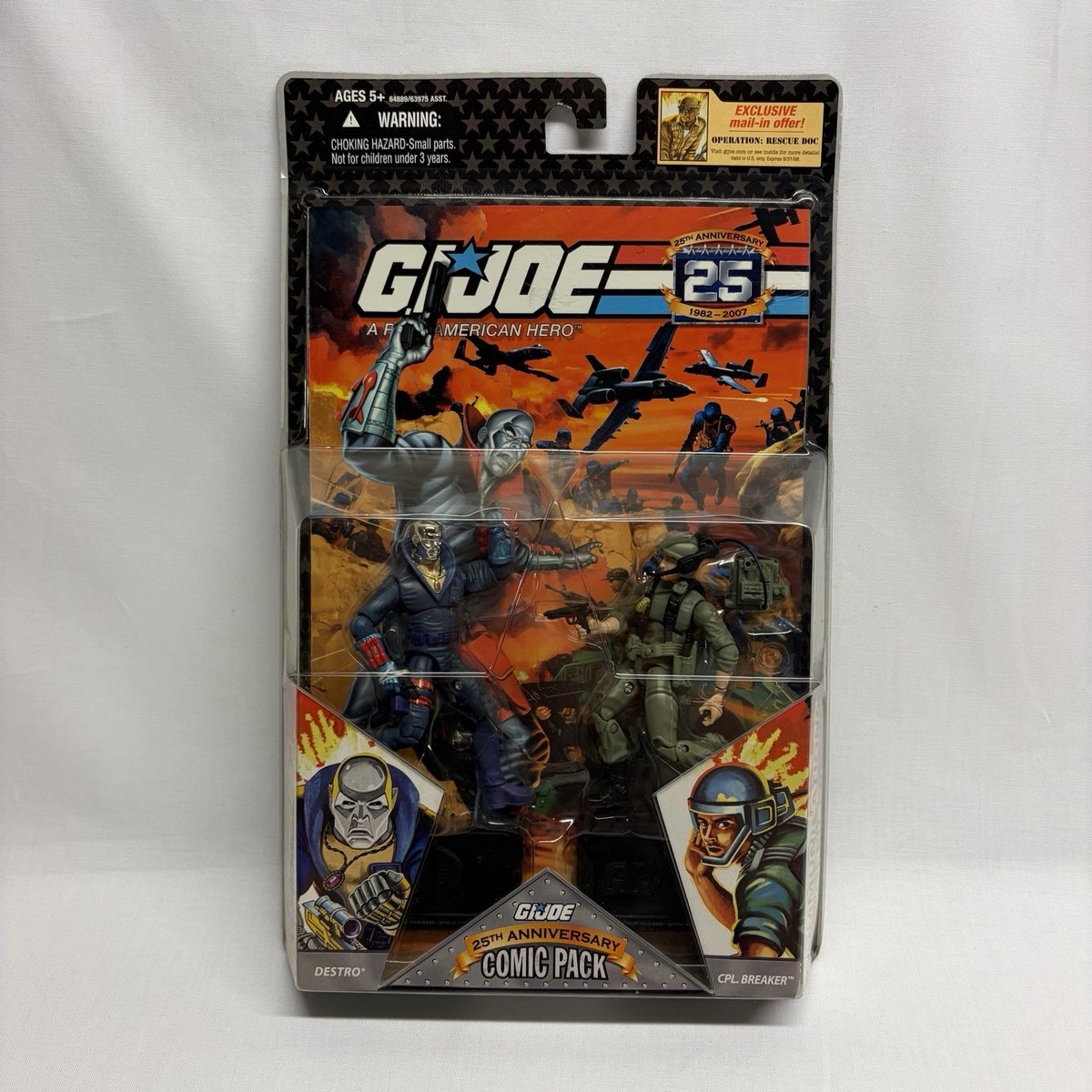 GI Joe 25th Destro Cpl. Breaker Figure Comic Pack #14 Attacchi Hasbro 2007