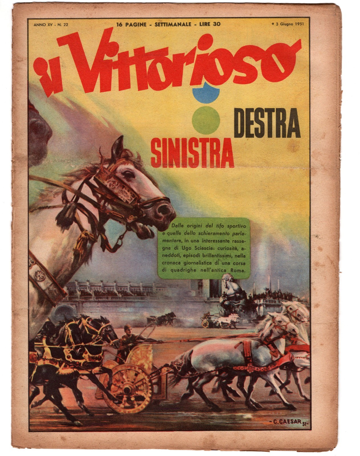 FUMETTI "IL VITTORIOSO" 1951 (Anno XV) 1/52 Annata COMPLETA Fascicoli Sciolti