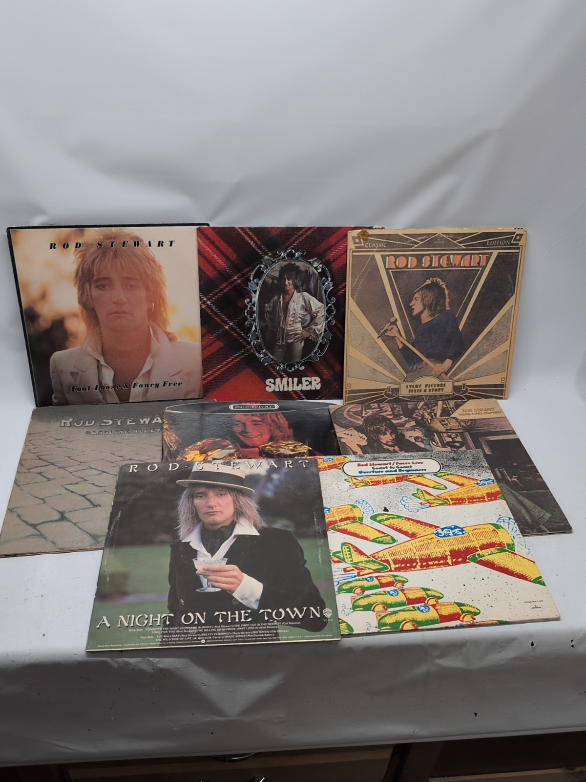 Lot(8) Rod Stewart Vinyl Record Lot Smiler Foot Loose Gasoline Alley Faces/Live